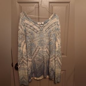 XL gentle used blue/green crew/swoop neck Cato sweater